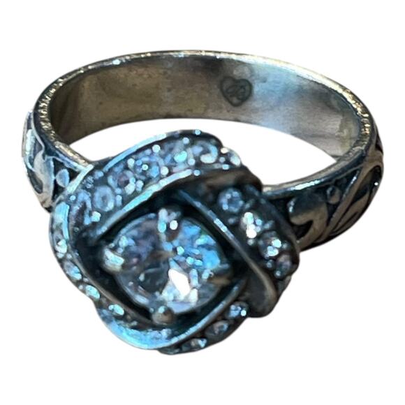 Brighton Silver-Tone Crystal Knot Statement Ring Size 5.75 Vintage Inspired - Picture 2 of 9